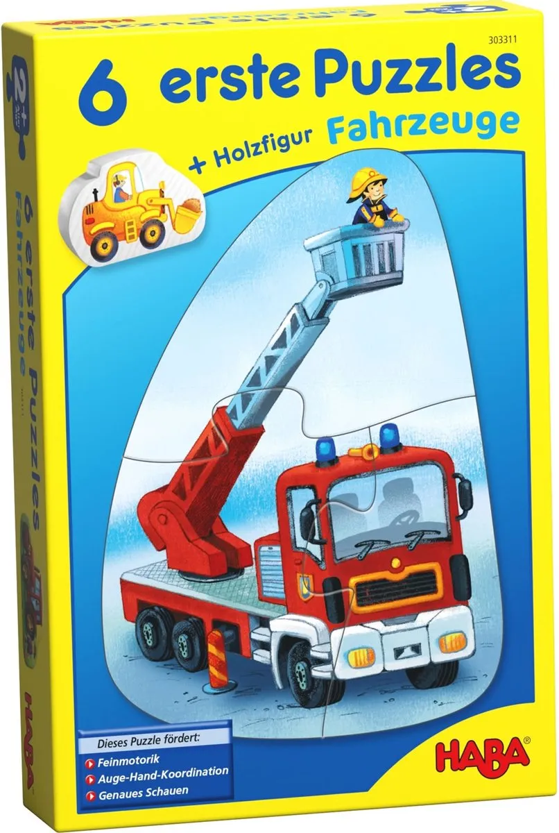 Haba Eerste Puzzels Voertuigen 6 Stuks - Meerkleurig