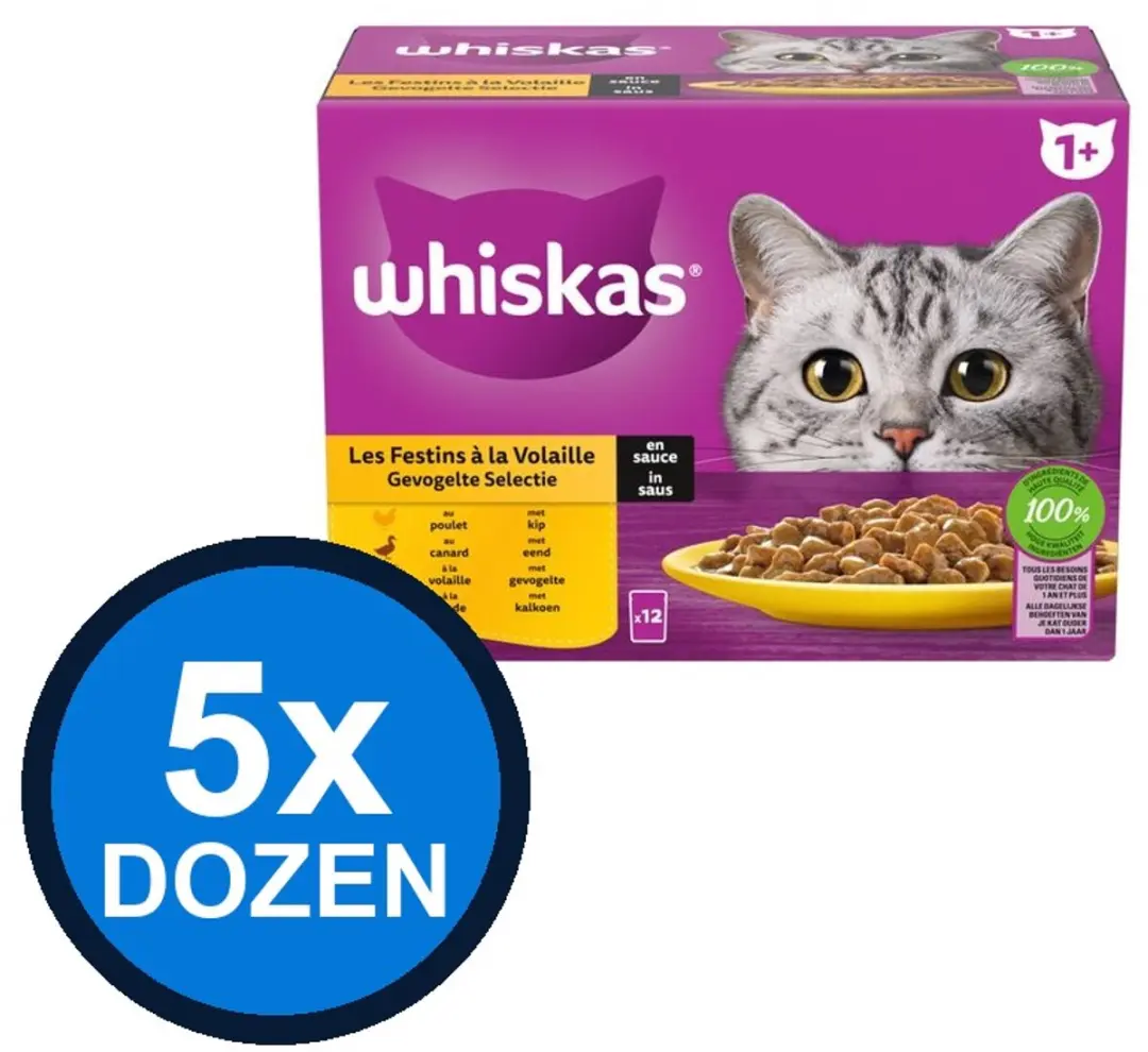 Whiskas Adult Saus Gevogelte Selectie Multipack 1.02kg