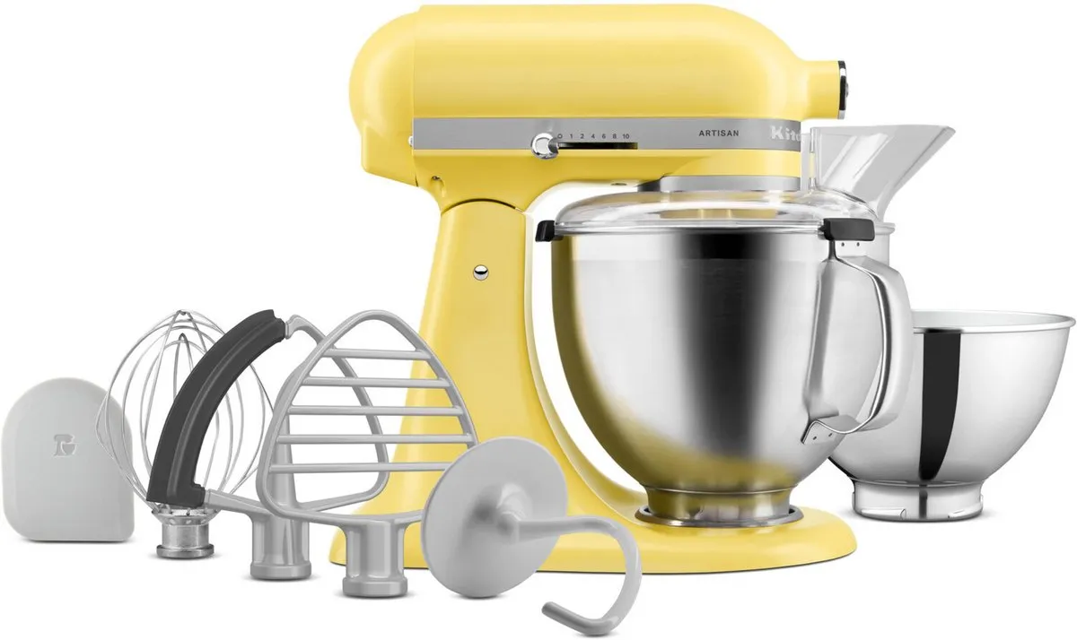 KitchenAid 5KSM195PSEBT mixer Staande mixer 300 W Roestvrijstaal, Geel
