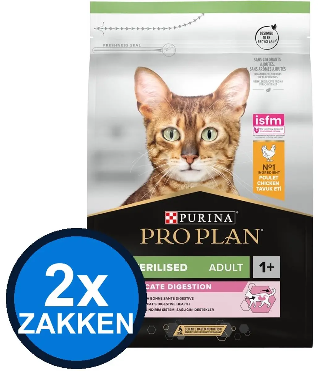 Pro Plan Adult Sterilised Delicate Digestion Kip Kattenvoer Droogvoer 3kg