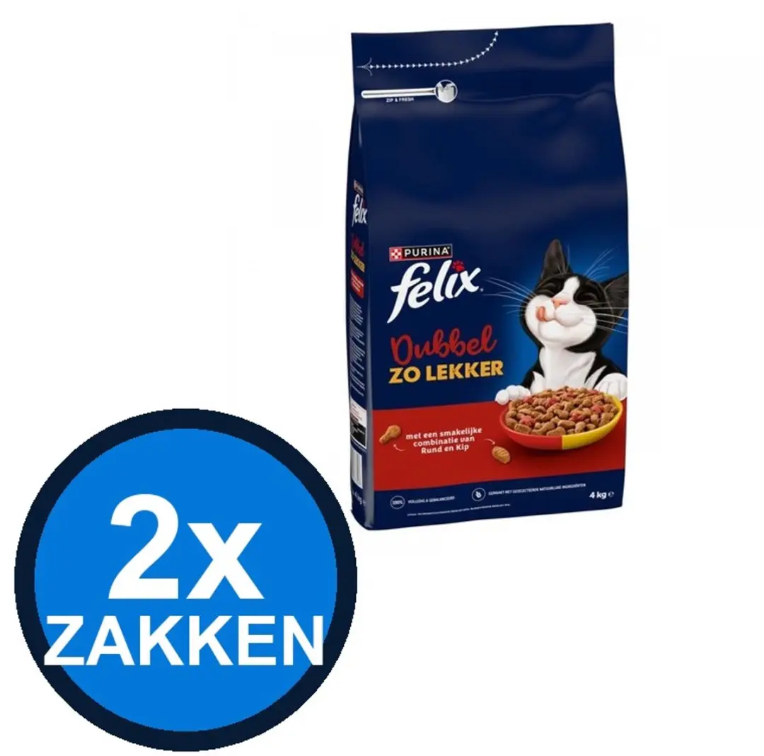 Felix Dubbel Zo Lekker Droogvoer Rund & Kip 4kg