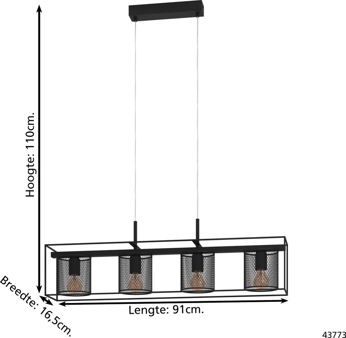Eglo Catterick Hanglamp E27 - 91cm - Zwart - afbeelding 6 van 6