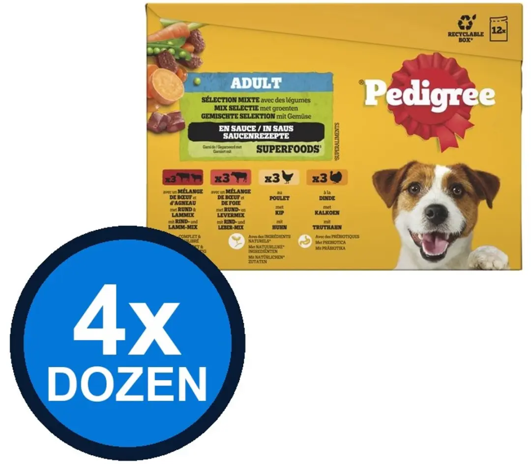 Pedigree Pouch Adult Saus Mix Sel Multipack 4x12