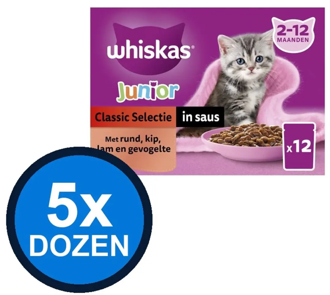 Whiskas Pouch Junior Saus Classic Selectie 1.02kg
