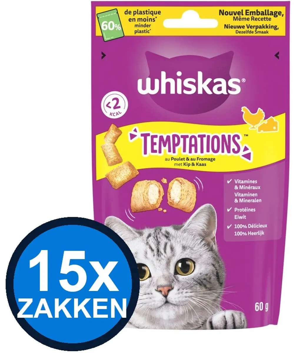 Whiskas Temptations Kip & Kaas Katten Snacks 60g
