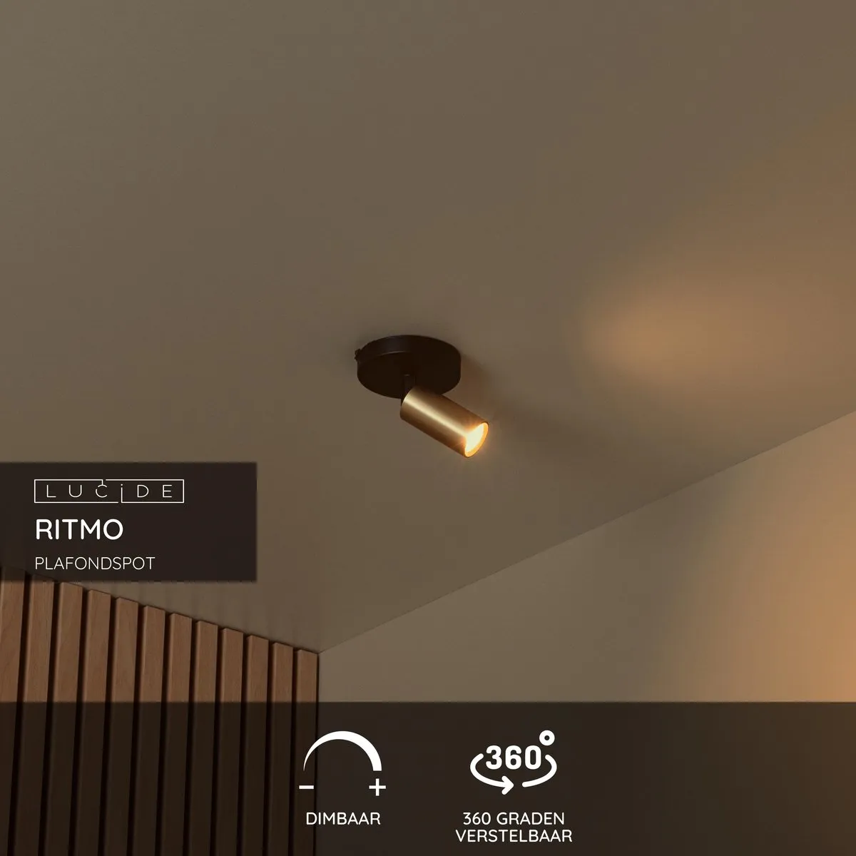 Lucide Ritmo Plafondspot Ø10cm Mat Goud - GU10