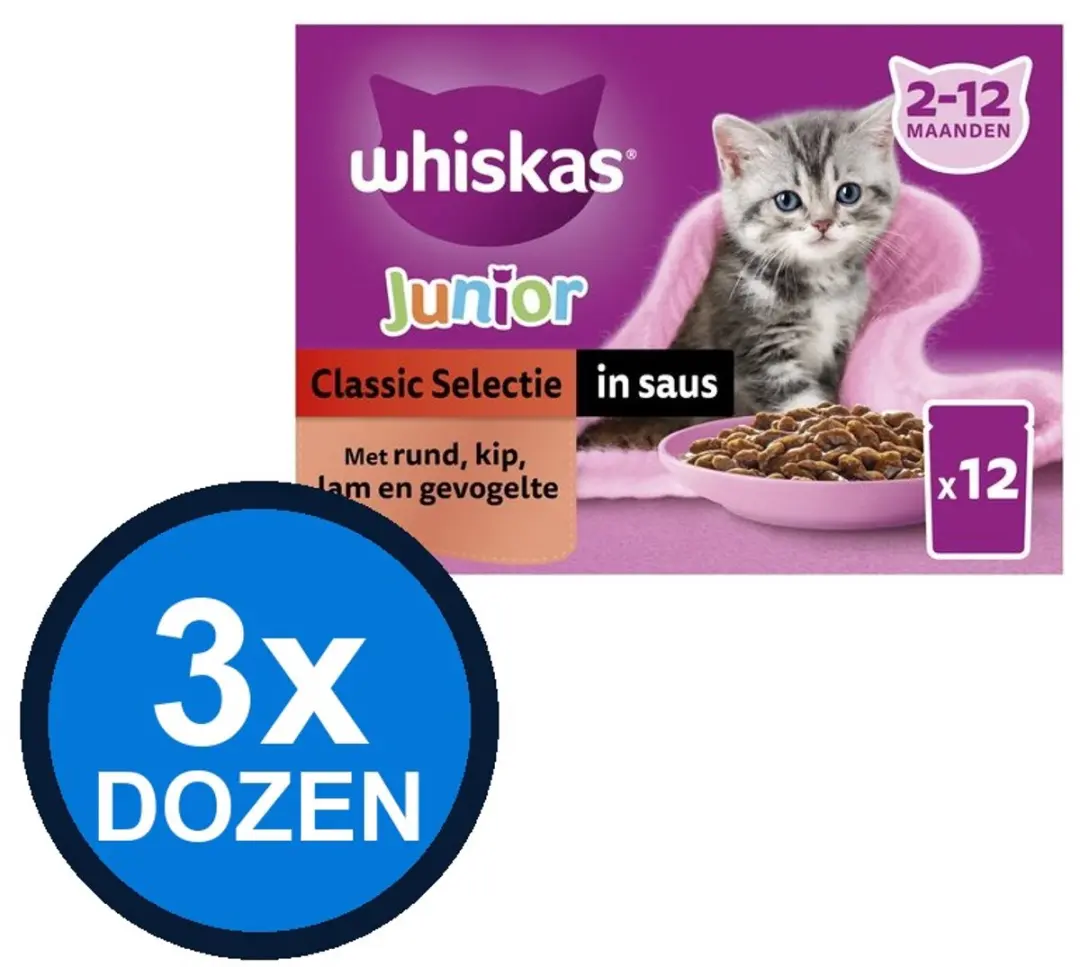 Whiskas 2-12M Pouch Junior Saus Multipack