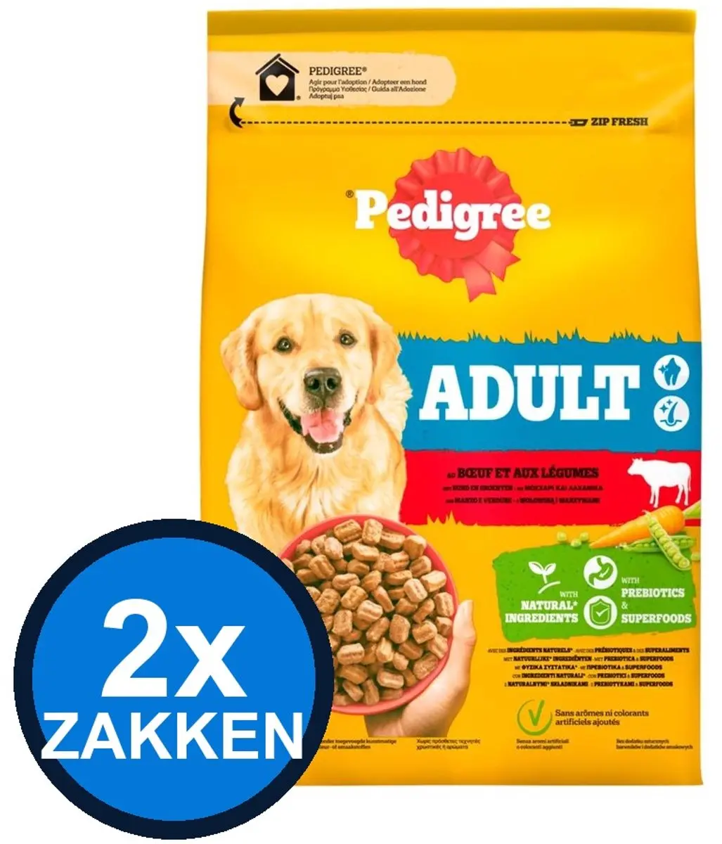 Pedigree Droogvoer Adult Rund 2x 2.6kg