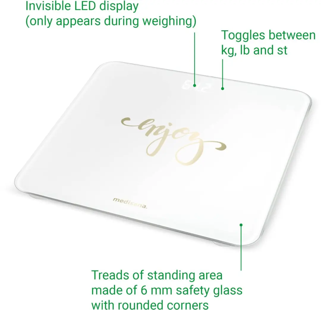 Medisana PS 438 Personenweegschaal - 180 kg - 1000 Geheugenslots - Wit/Goud