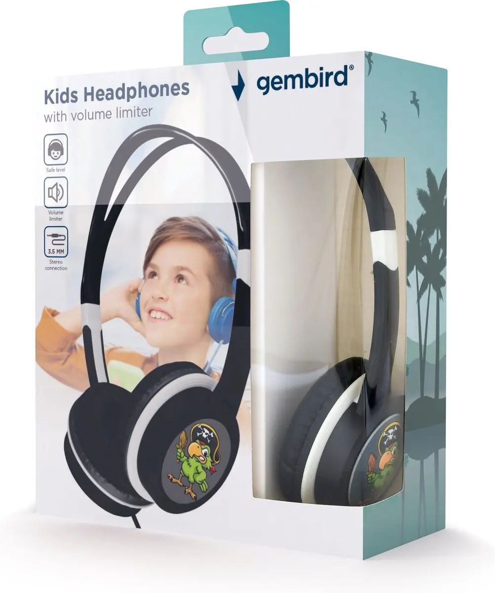 Gembird MHP-JR-BK Kinderkoptelefoon - Volumebegrenzing - Zwart