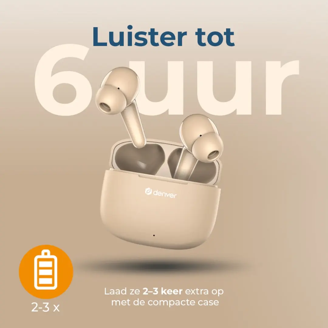 Denver TWE48 Oordopjes - Bluetooth 5.3 - 6 uur - Nude