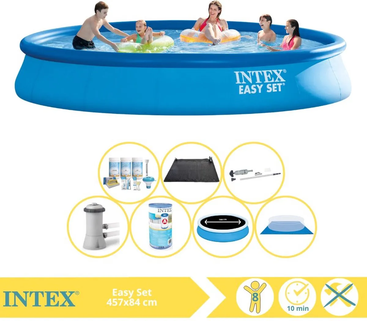 Intex Easy Set 28158GN Opblaaszwembad 457x84cm - Blauw - 9792L