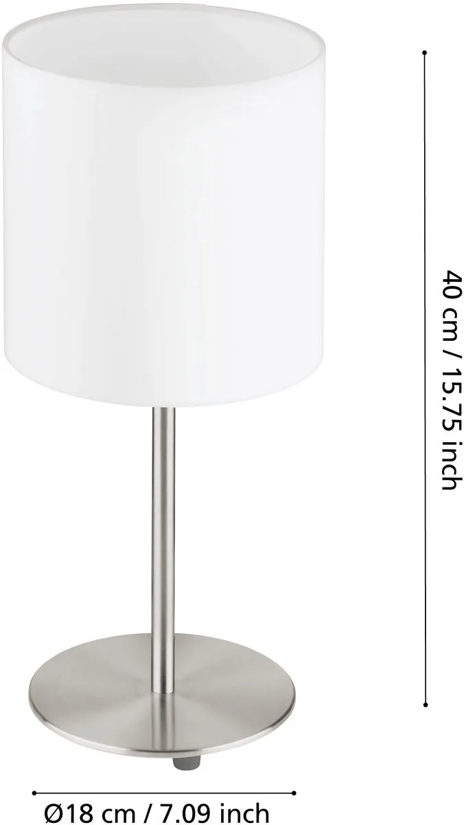Eglo Pasteri Tafellamp E27 - Ø18cm - Grijs/Wit - afbeelding 6 van 6