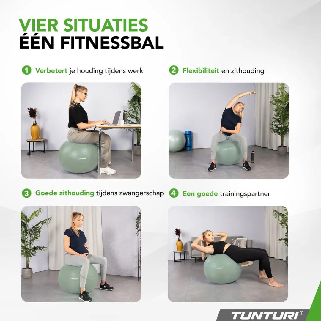 Tunturi Anti Burst Fitnessbal 55cm - 220kg - Munt