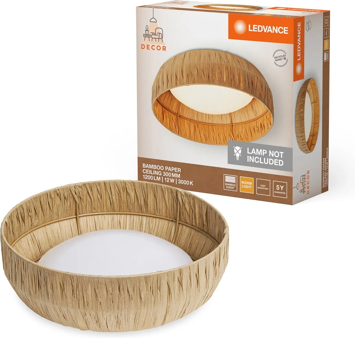 LEDVANCE Decor Bamboo Paper Plafondlamp 12W