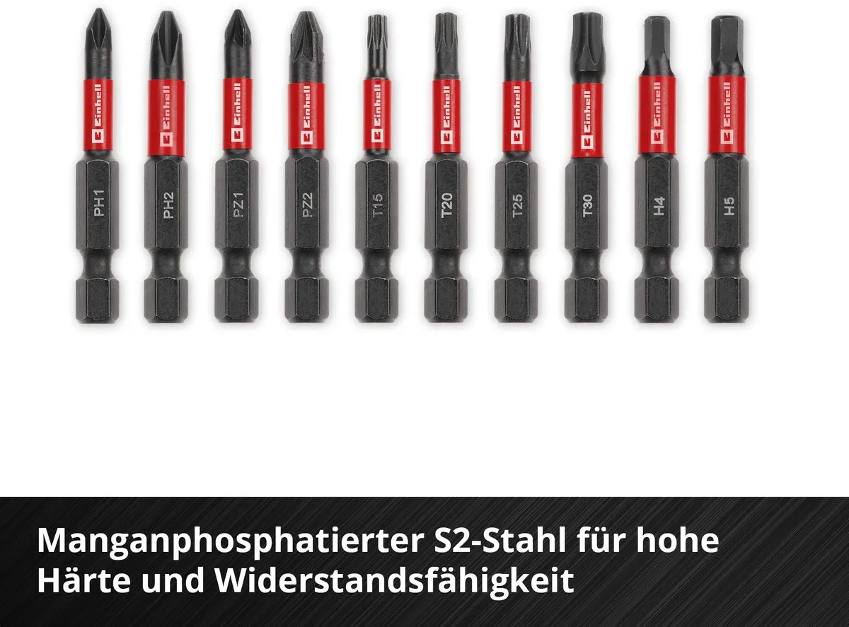 Einhell Slagbitset 10-delig - 50mm PH/PZ/T/H - E6.3 - T15