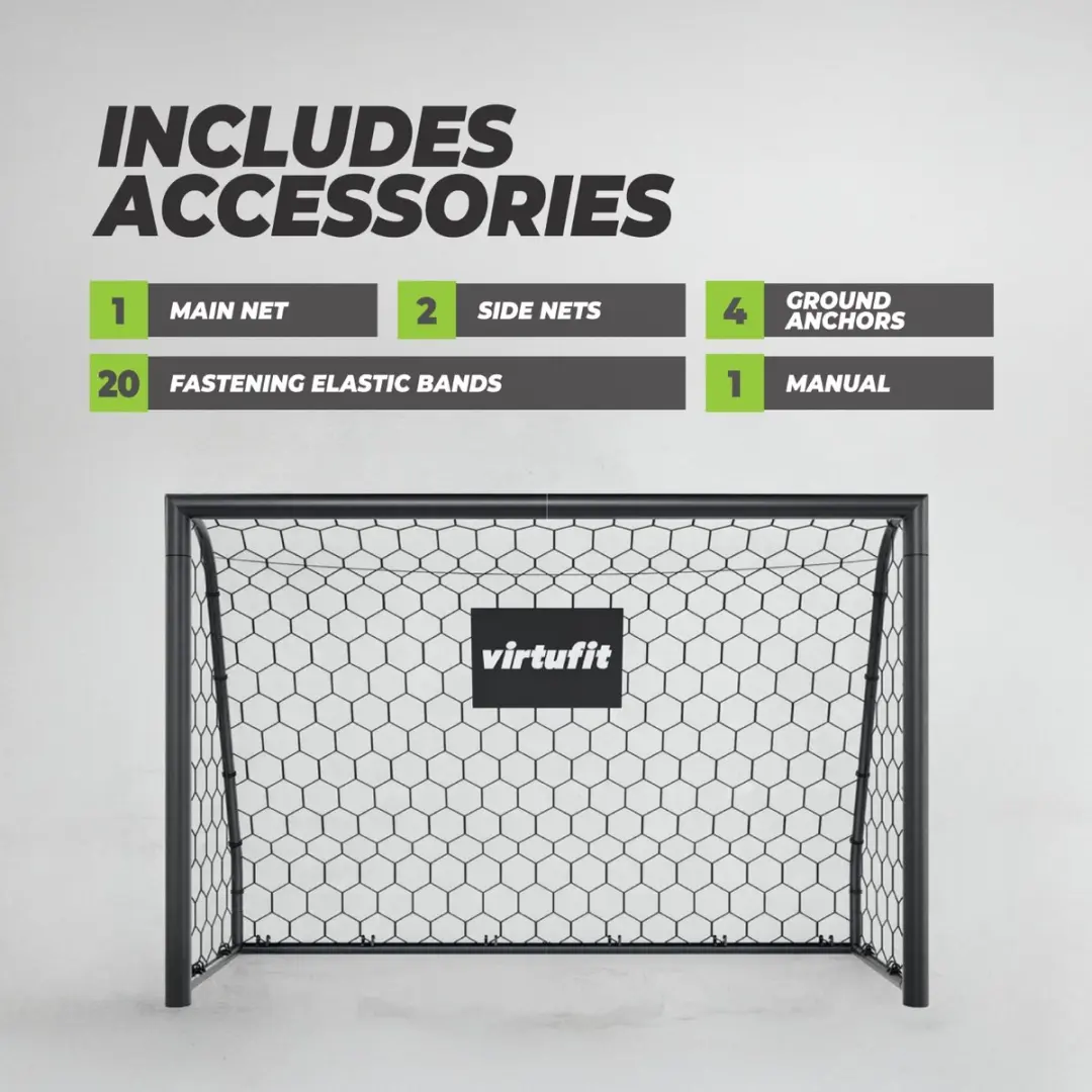 Virtufit Voetbaldoel Premium 120x80x60cm - Zwart - afbeelding 6 van 6
