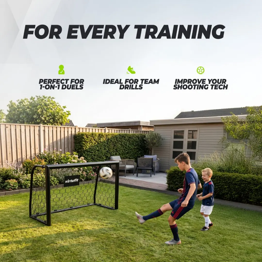 Virtufit Voetbaldoel Premium 120x80x60cm - Zwart
