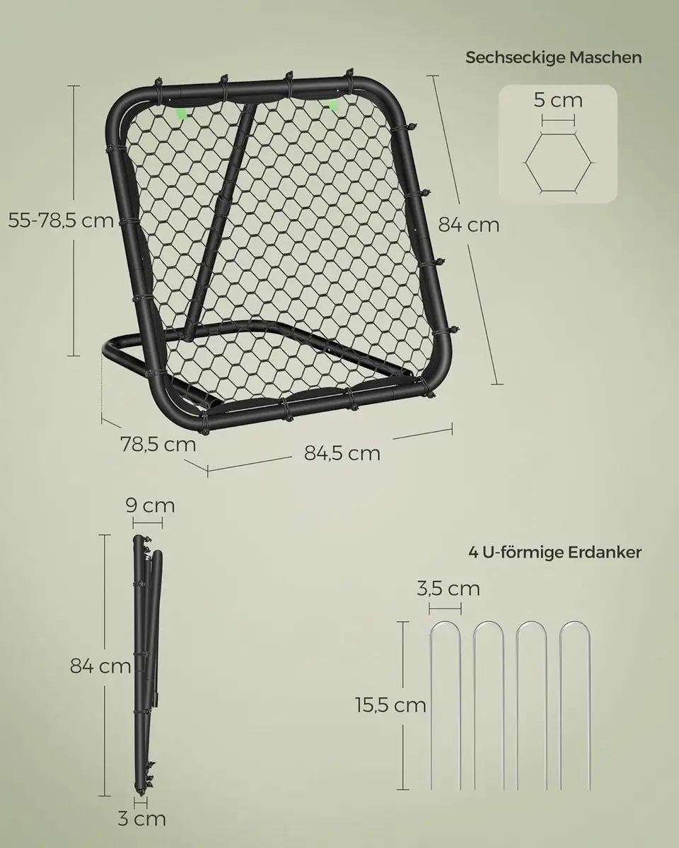 Songmics Voetbalrebounder - Inktzwart