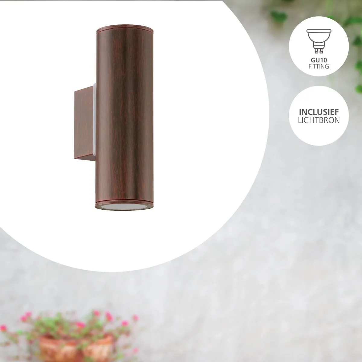 Eglo Riga Wandlamp Buiten GU10 - Antiek Bruin