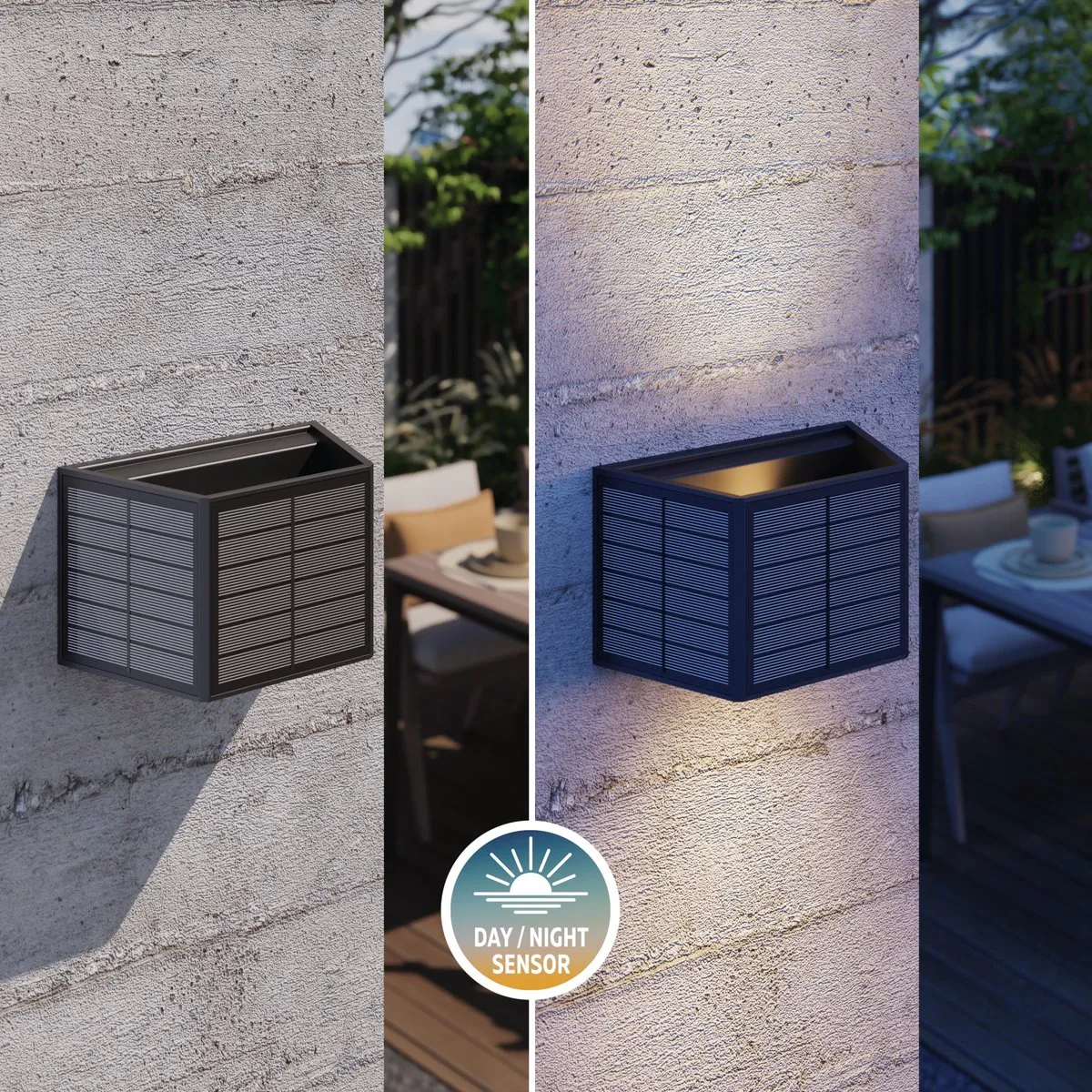 Calex Caserta Solar Wandlamp - 2 Stuks - Zwart
