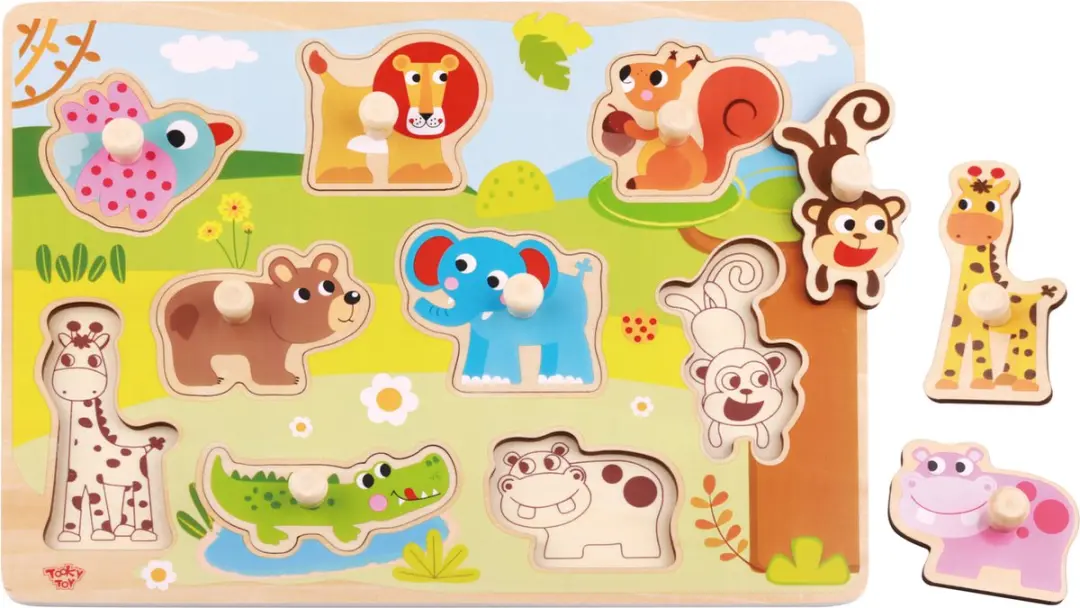 Tooky Toy Houten Dierenpuzzel TY857 - 10-delig - Educatief Speelgoed