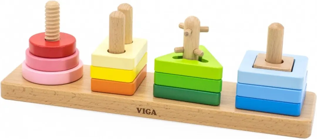Viga Houten Geometrische Sorteerder Doolhof - 12 Stuks - Meerkleurig