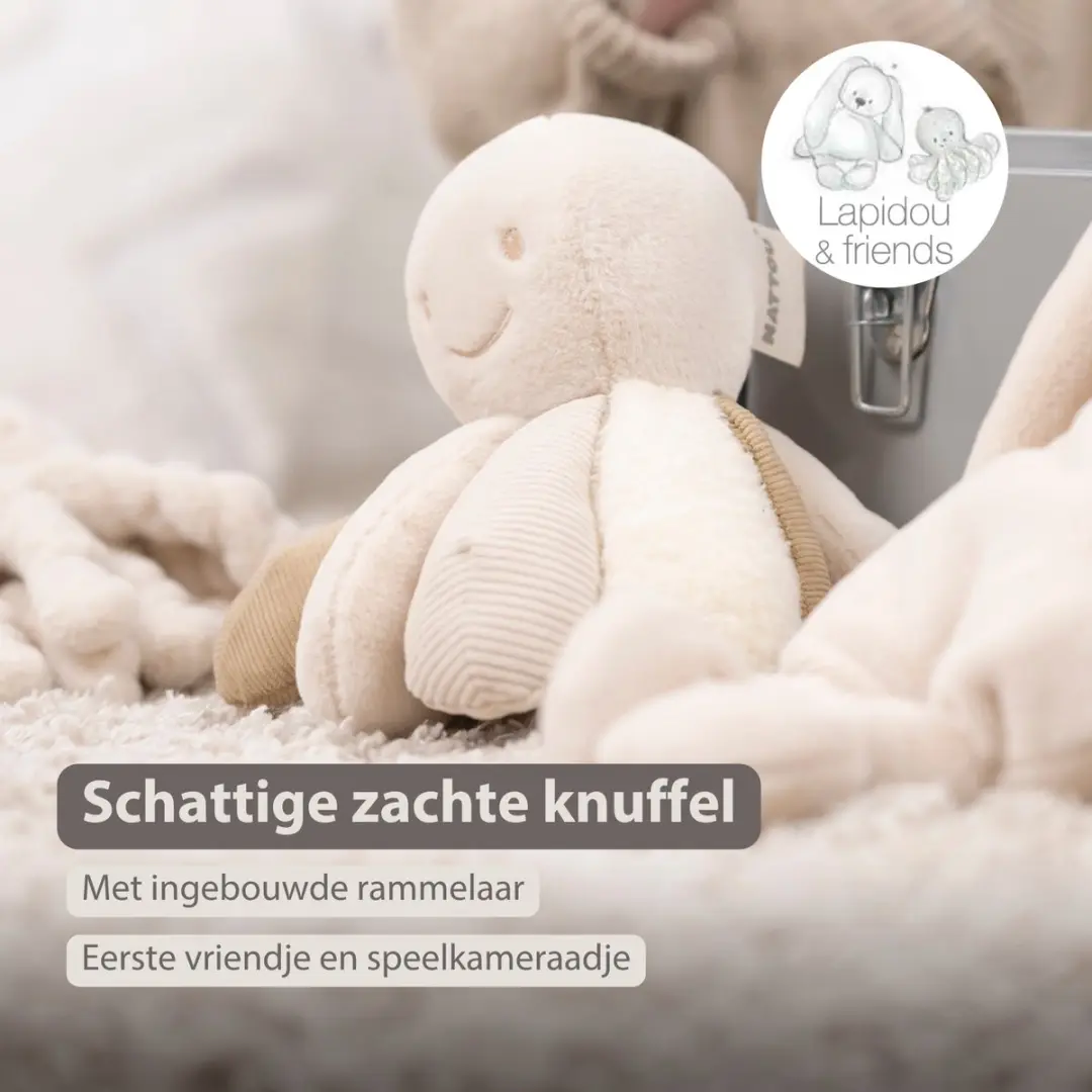 Nattou Lapidou Knuffel Octopus 26cm - Zand