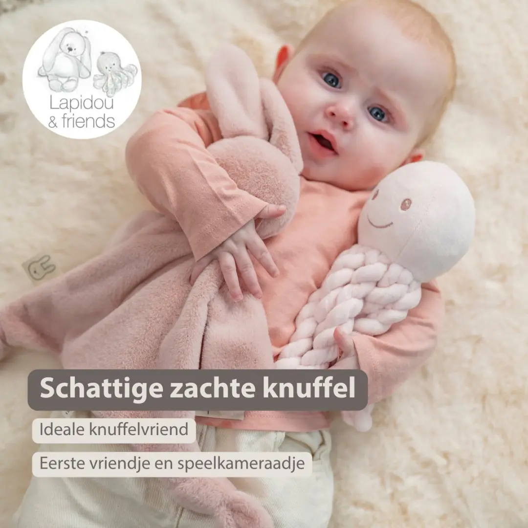 Nattou Lapidou Knuffel Octopus 22cm - Roze