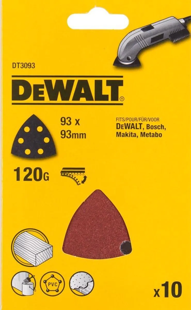 DeWalt DT3093 Deltaschuurpapier - 10 Stuks - Oscillerend Hout