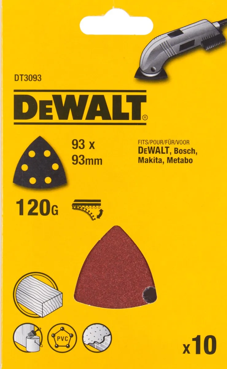 DeWalt DT3093 Deltaschuurpapier - 10 Stuks - Oscillerend Hout