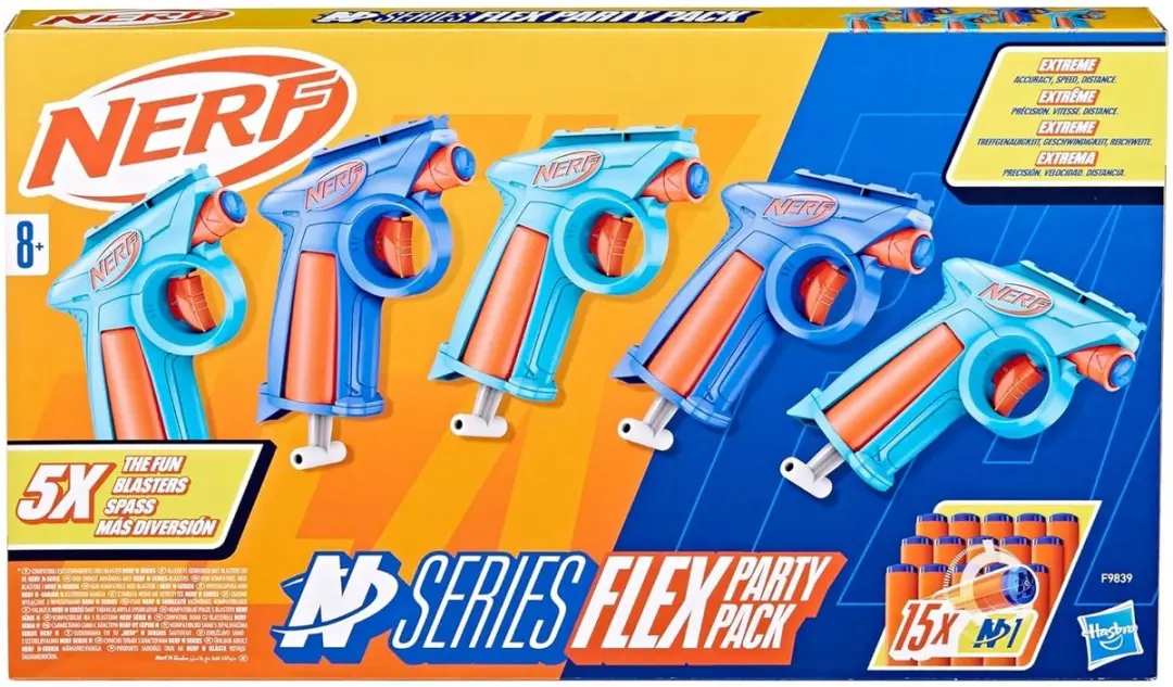 Nerf N-Series Flex Party 5-Pack - Blauw/Oranje