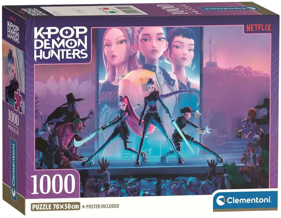Clementoni K-Pop Demon Hunters Legpuzzel 1000 Stuks - Neon/Paars