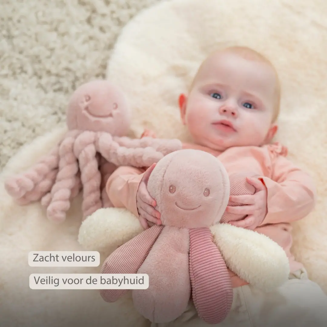 Nattou Lapidou Knuffel Octopus 26cm - Roze