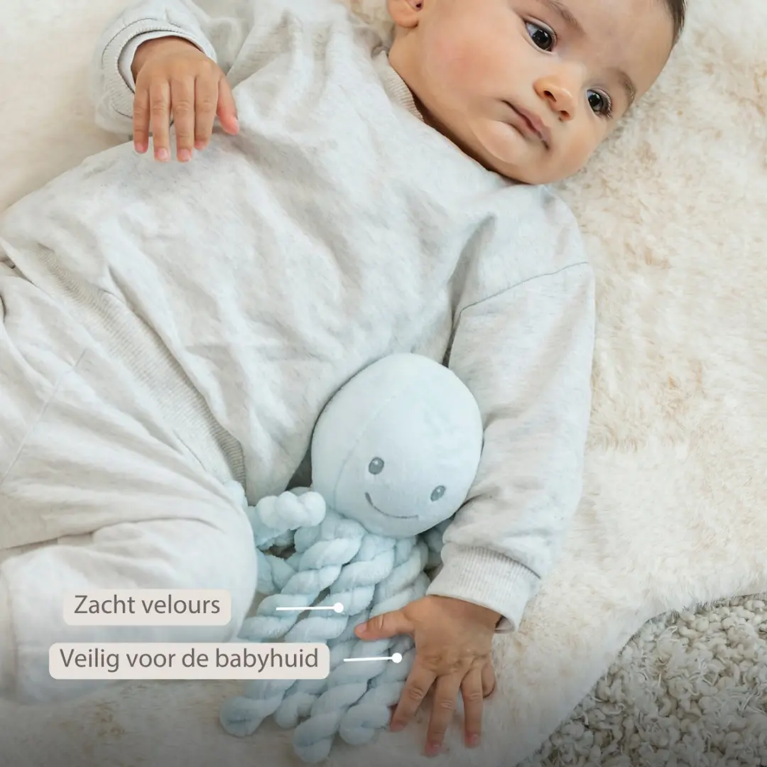 Nattou Lapidou Knuffel Octopus 22cm - Blauw