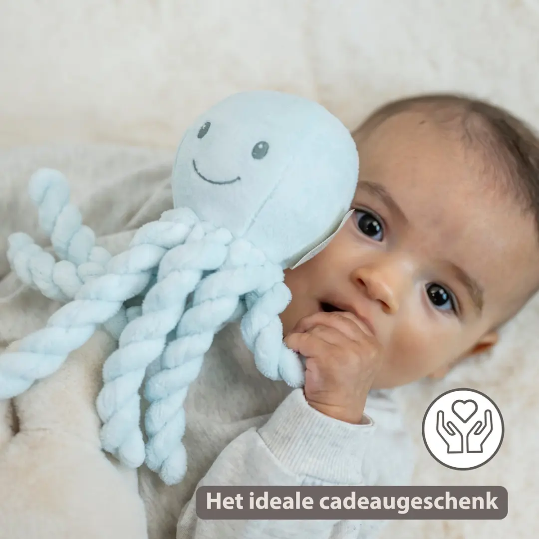 Nattou Lapidou Knuffel Octopus 22cm - Blauw