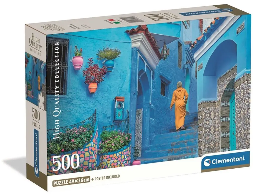 Clementoni Compact 500 Chefchaouen Legpuzzel - 500 Stuks - Blauw