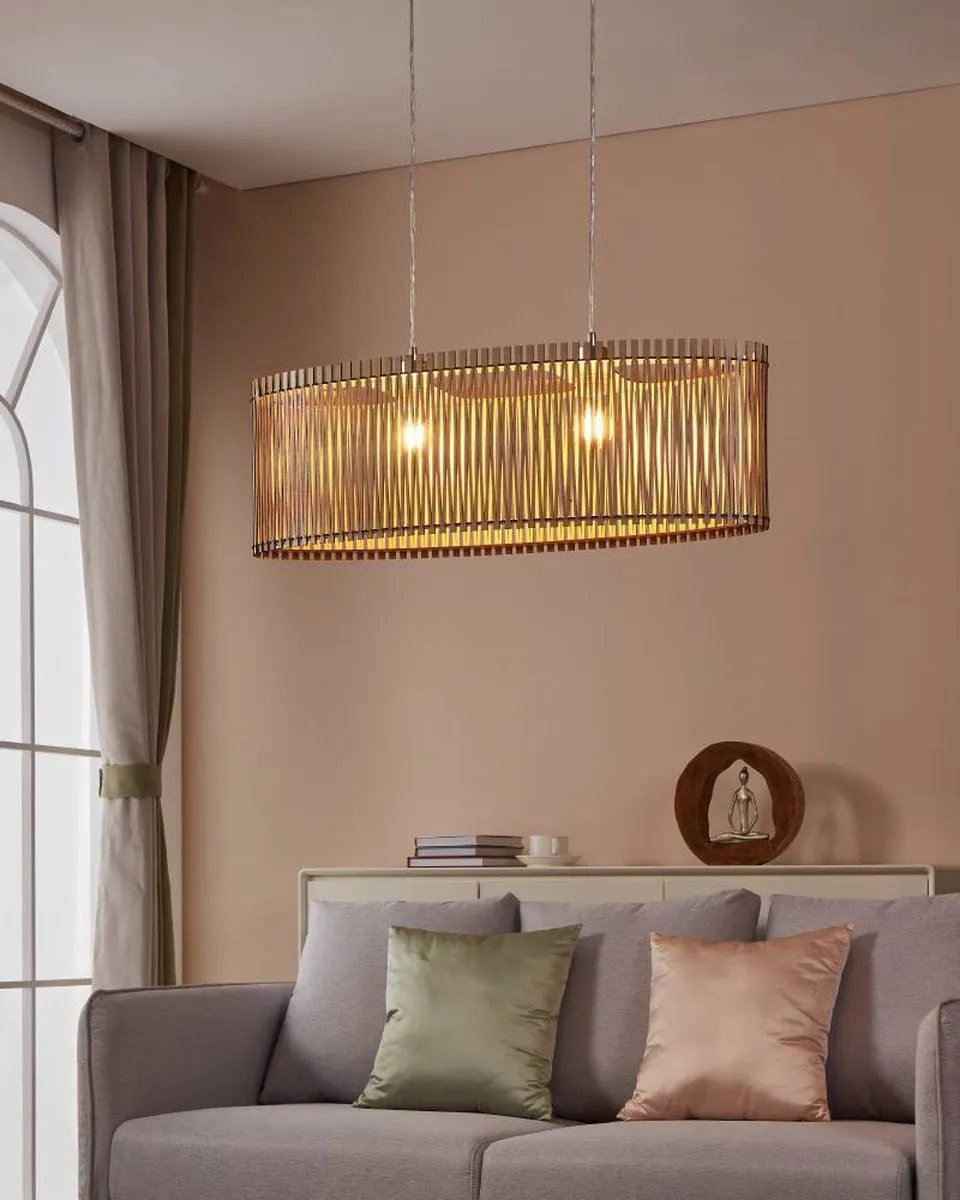 Eglo Sendero Hanglamp - 1 Licht - Nikkel-Mat - Bruin