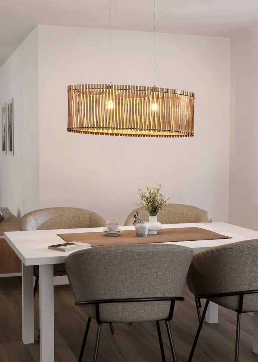 Eglo Sendero Hanglamp - 1 Licht - Nikkel-Mat - Bruin - afbeelding 6 van 6