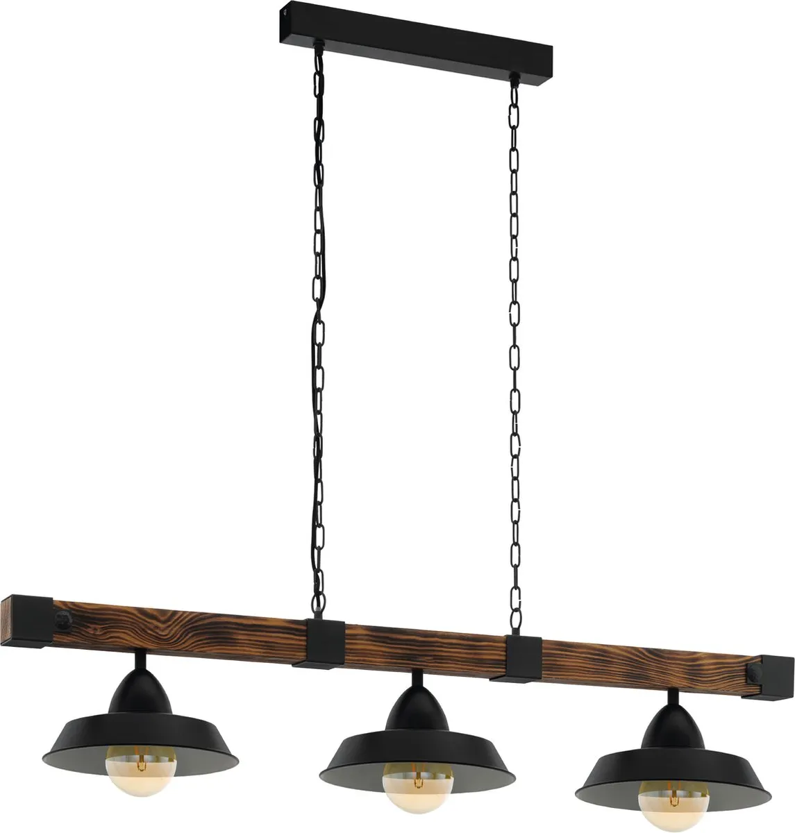 Eglo Oldbury Hanglamp 3-Lichts - Zwart/Bruin - afbeelding 3 van 6