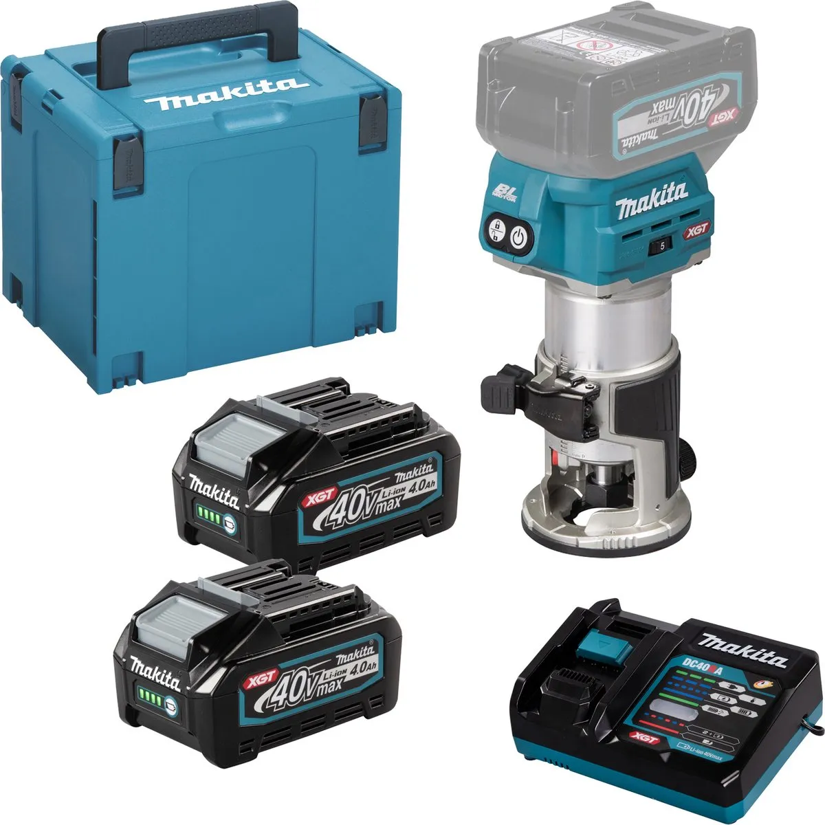 Makita RT001GM205 Accu Boven- en Kantenfrees 40V Max - Blauw