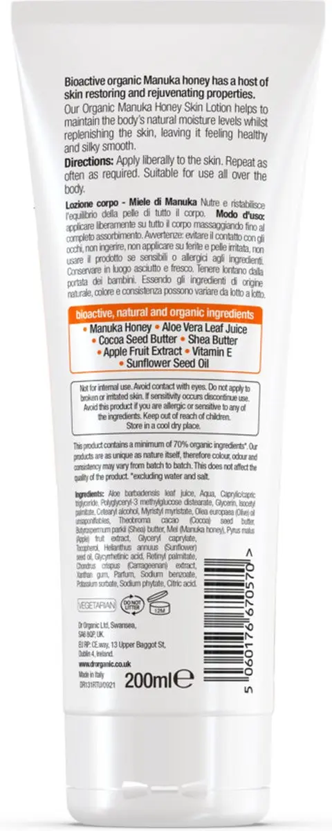 Dr. Organic Manuka Honing Huidlotion 200ml