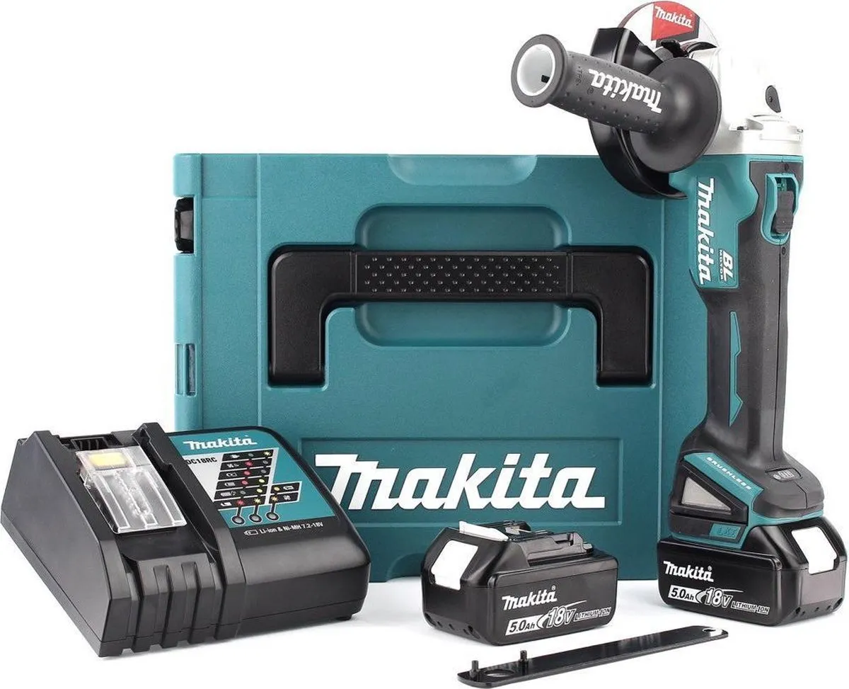 Makita DGA504RTJ Accu Haakse Slijper 125mm - 18V - 2x Accu