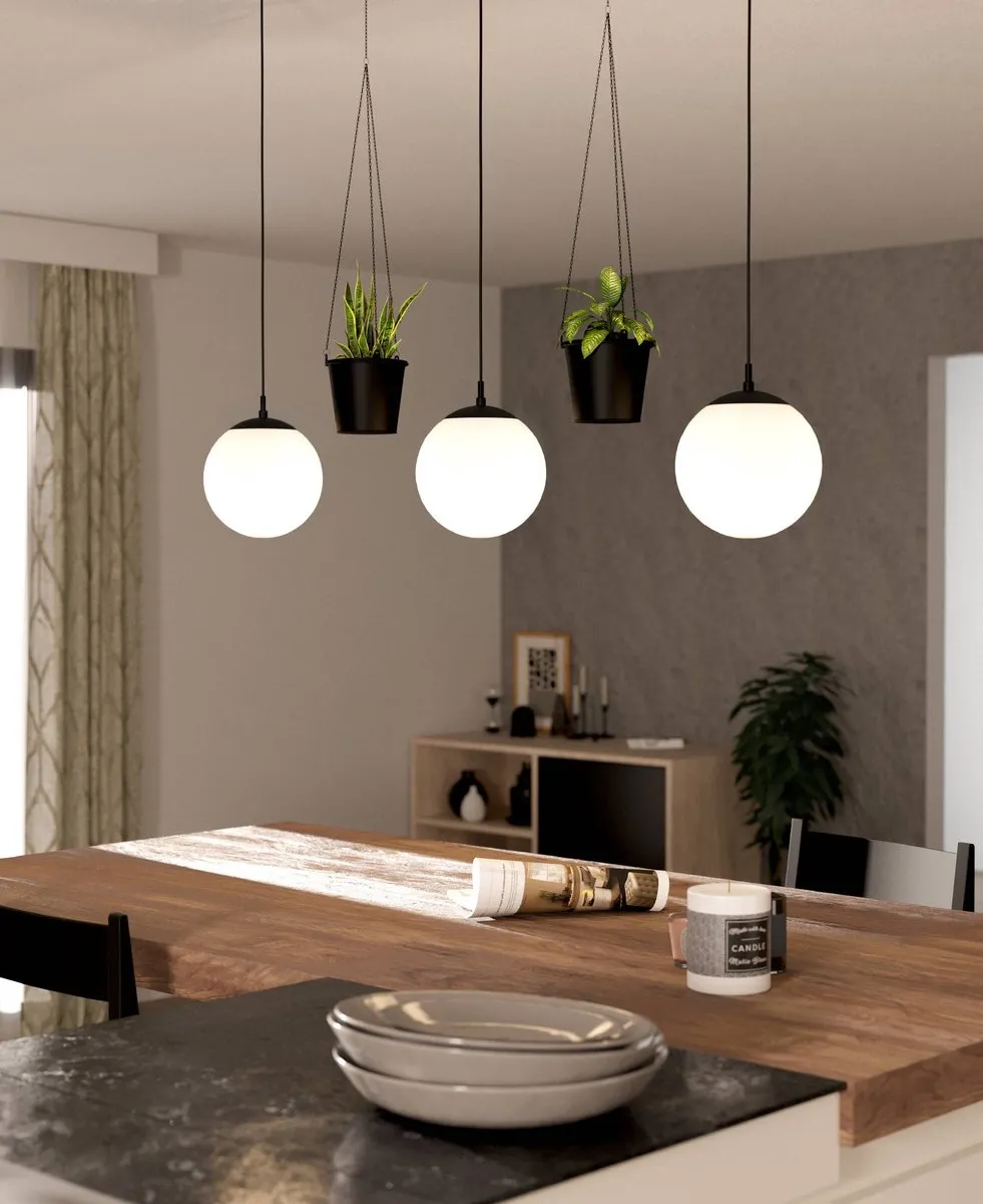 Eglo Rondo 3 Hanglamp 121cm - Zwart/Wit - afbeelding 6 van 6