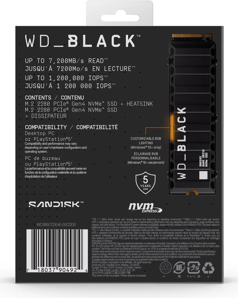 Western Digital Black SN850X SSD 8TB - PS5