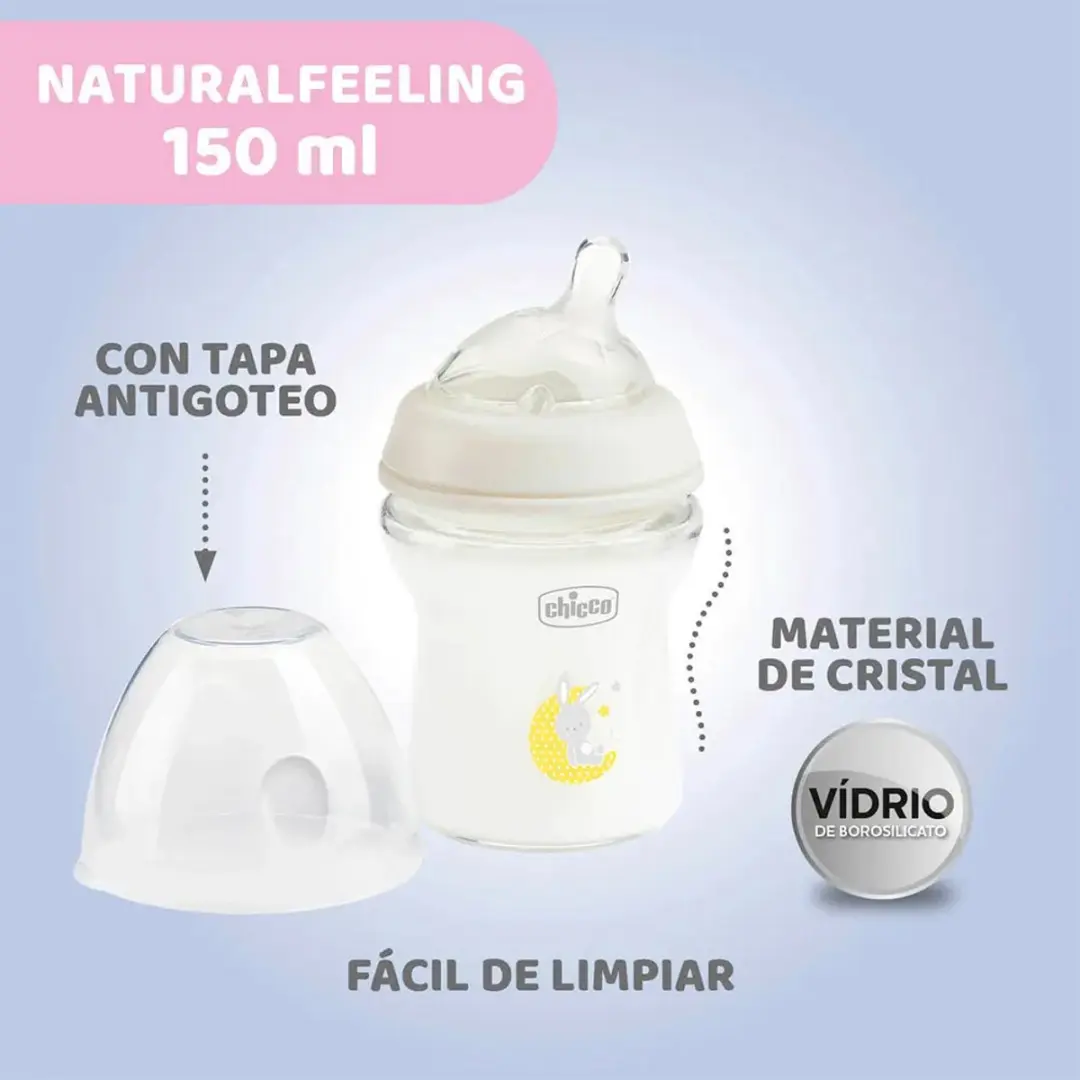 Chicco Naturalfeeling Glazen Babyfles 150ml - Transparant - afbeelding 4 van 4