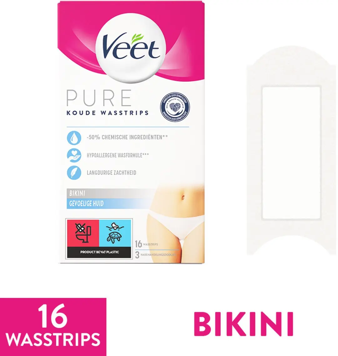 Veet Ontharingsstrips Bikinilijn Pure Gevoelige Huid - 48 Stuks (3x16)