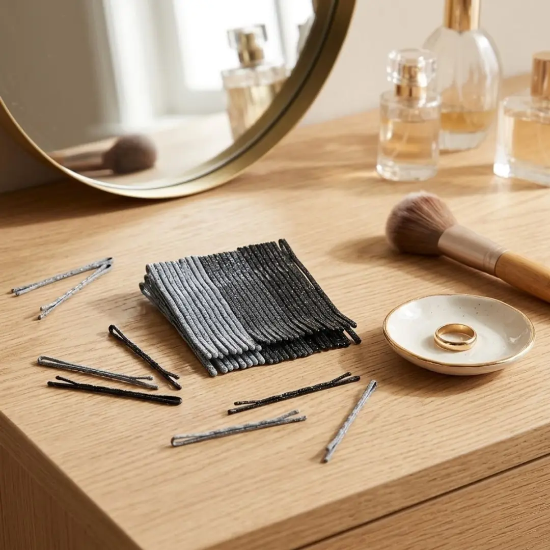 NUVEX Diepgrijze Glitter Haarspeldjes - 24 Stuks