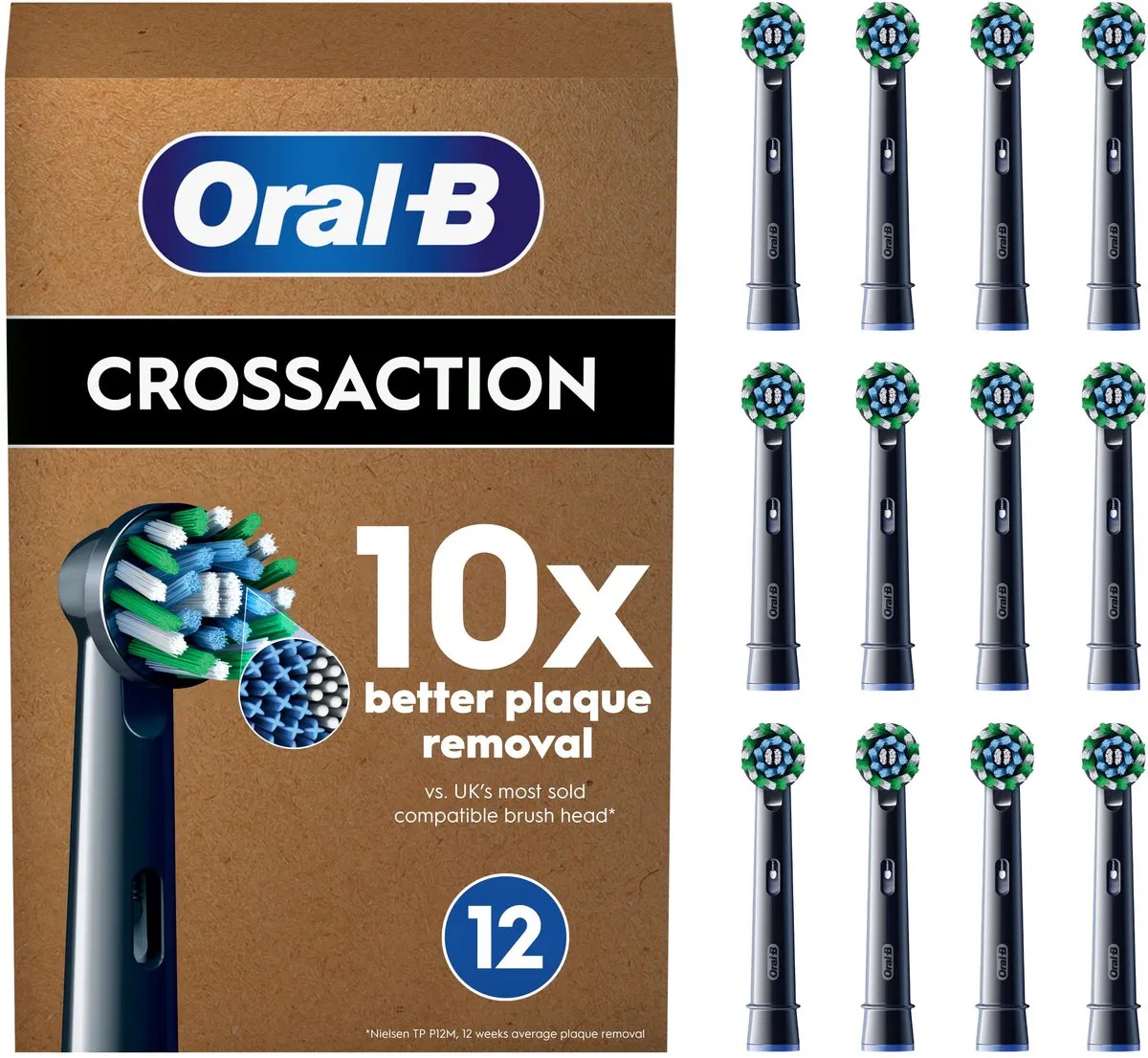 Oral-B Pro Cross Action Opzetborstels 12 Stuks - Zwart