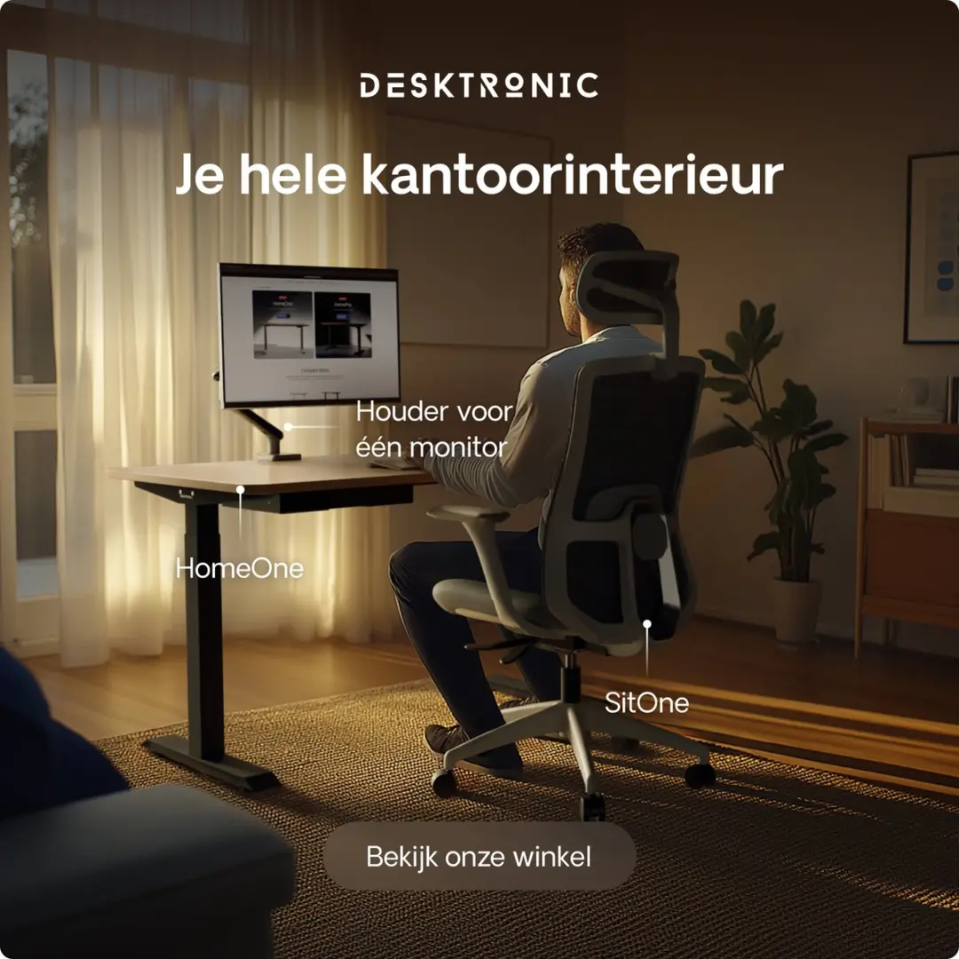 Desktronic HomeOne Zit-sta Bureau 140x70cm - Zwart/Eiken